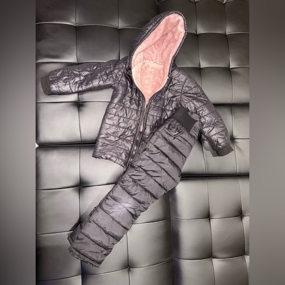 Black and Pink Quilted Jacket and Pants Set